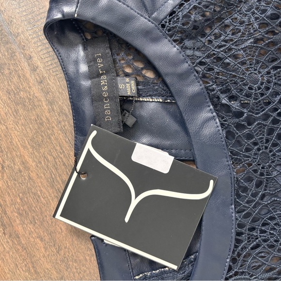 Black Lace and Vegan Leather Top - Picture 4 of 5